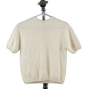vintage 70s white knit sweater size S